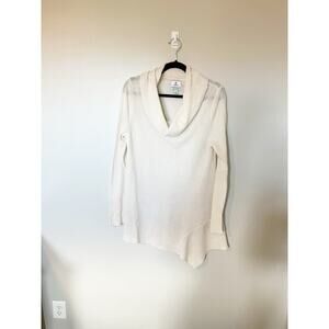Susina‎ 100% cashmere ivory cream cowl neck asymmetrical sweater medium